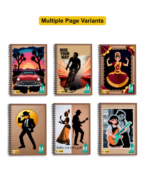 nRp Youth A4 Spiral Notebook | 70 GSM Premium Paper | 450 GSM Laminated Cover | Ruled & Unruled Options