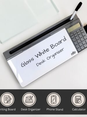 nRp Desk Organizer with Tempered Glass Whiteboard & Calculator