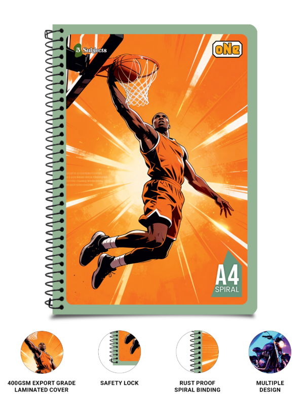nRp oNe Multi-Subject A4 Spiral Notebook Single Line