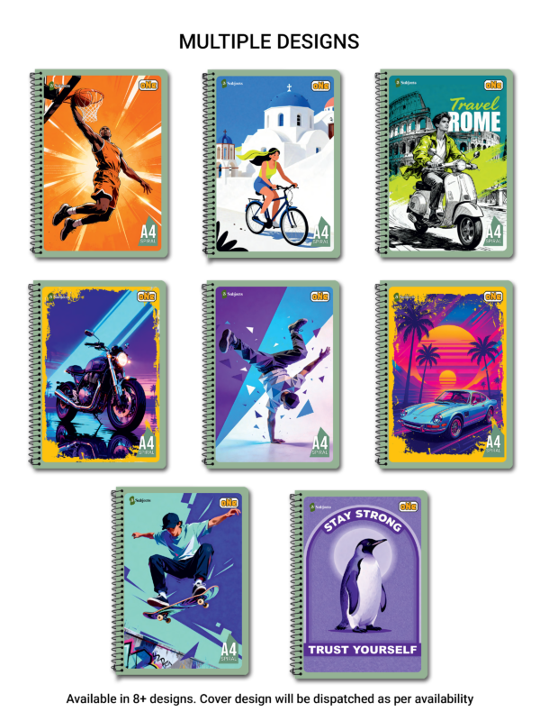 nRp oNe Multi-Subject A4 Spiral Notebook Single Line