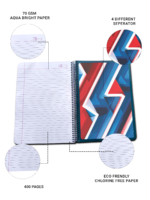5 Subject A4 Spiral Notebook Single Line Ruled 400 Pages