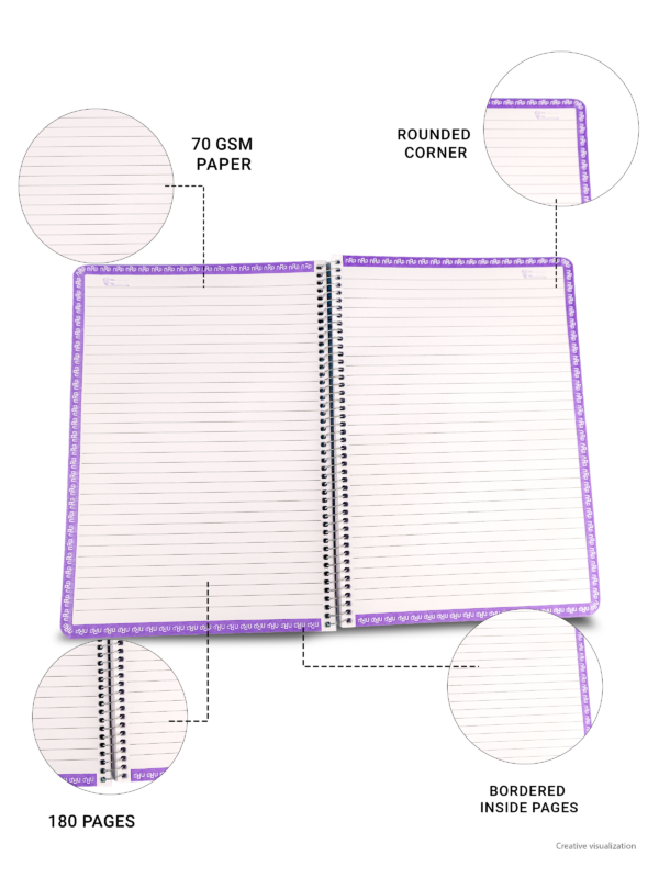 nRp Note Studio A4 Spiral Notebook Single Line Ruled 180 Pages